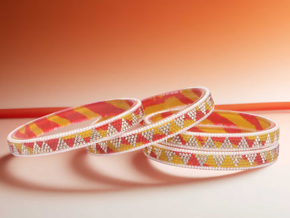 Handmade Multicolor Shade Glass Kada for Women & Girls (Pack of 4)