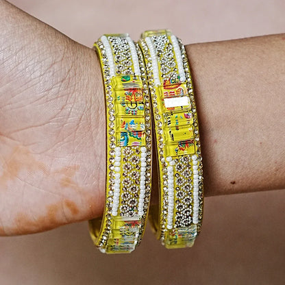 Women’s Glass Kada Bangles (Pack of 2) - The Golden Cascade