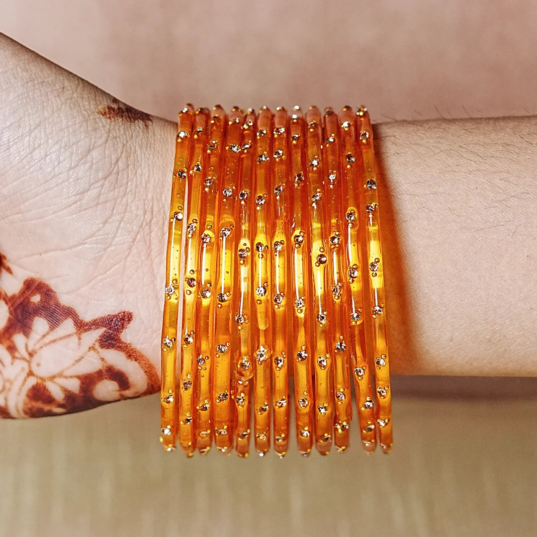 Traditional Lightweight Glass Bangles for Women (Pack of 12)
