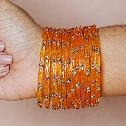 Designer Beads Work Glass Bangles for Women (Pack of 12 Bangle)
