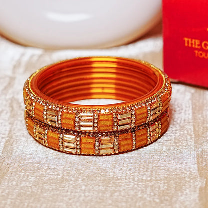Designer Glass Kada Bangle with Stone & Beads Work for Women & Girls (Pack of 2)