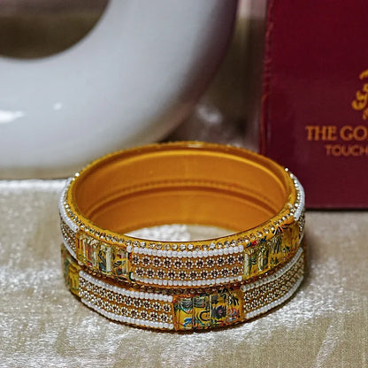 Women’s Glass Kada Bangles (Pack of 2) - The Golden Cascade