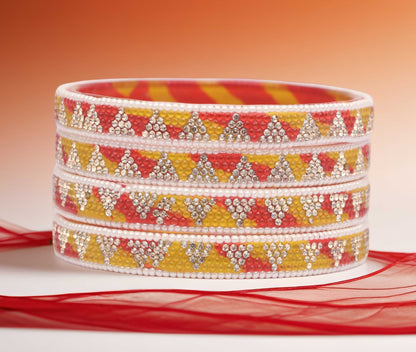 Handmade Multicolor Shade Glass Kada for Women & Girls (Pack of 4)