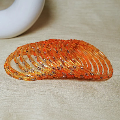 Designer Beads Work Glass Bangles for Women (Pack of 12 Bangle)