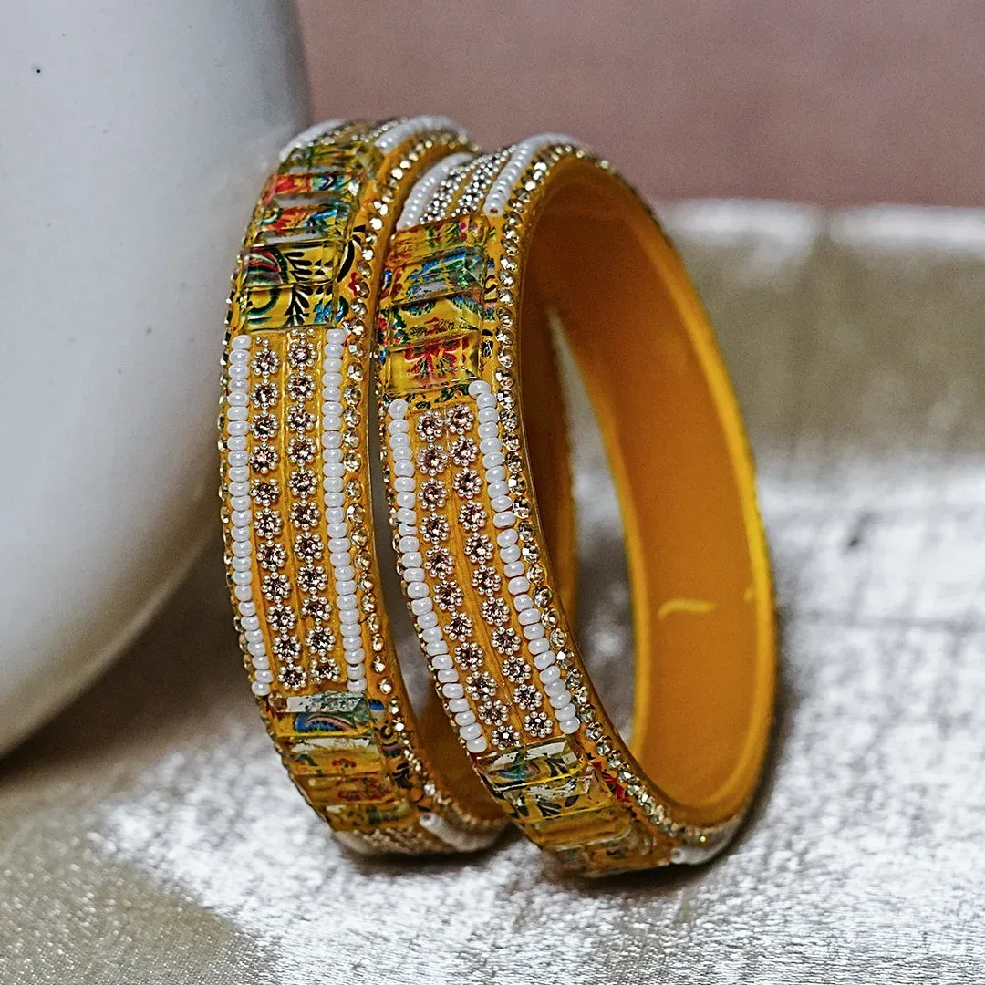 Women’s Glass Kada Bangles (Pack of 2) - The Golden Cascade