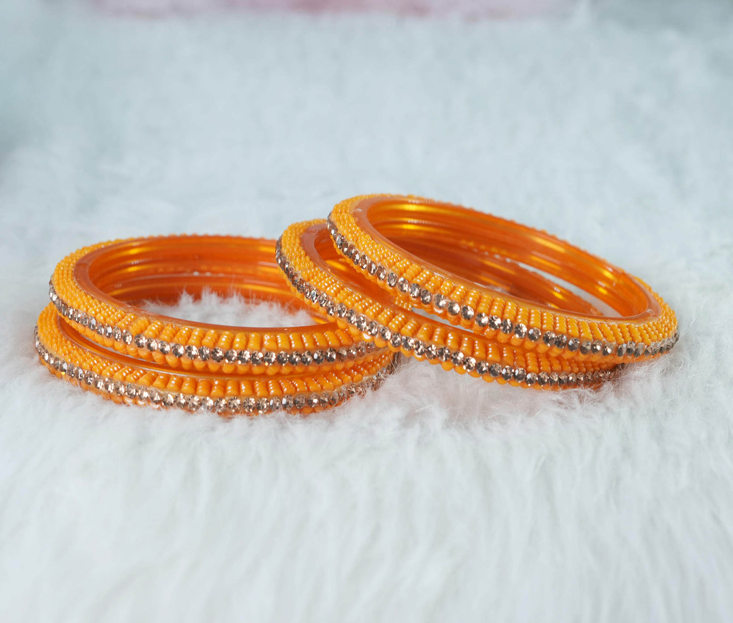 Glass Kada for Women & Girls Beads Studded Bangles for Ladies (Pack of 4 Kada)