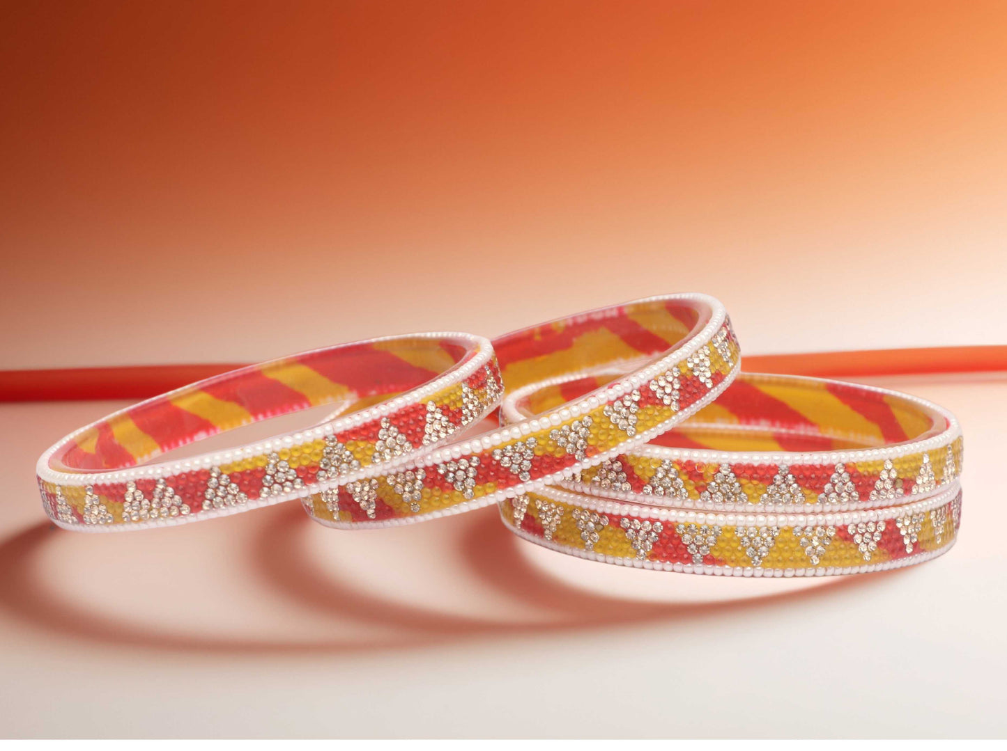 Handmade Multicolor Shade Glass Kada for Women & Girls (Pack of 4)