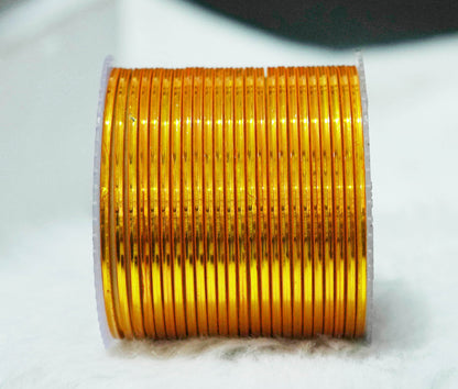 Haldi Color Glossy Metal Bangle for Women & Girls (Pack of 24)