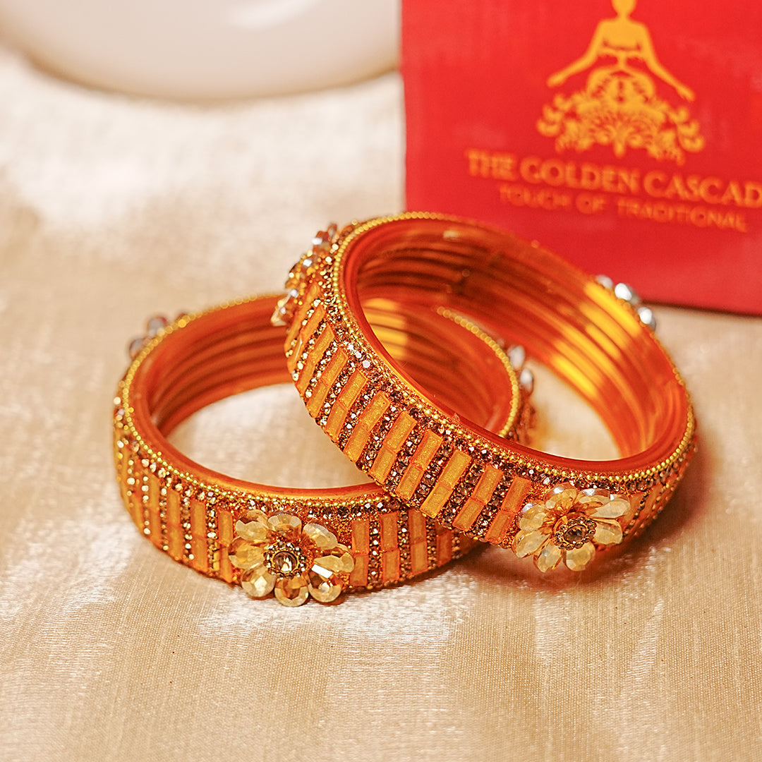 Glass Kada for Women & Girls – Elegant Flower Design (Pack of 2)