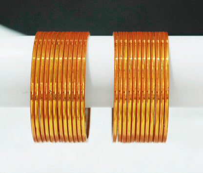 Haldi Color Glossy Metal Bangle for Women & Girls (Pack of 24)