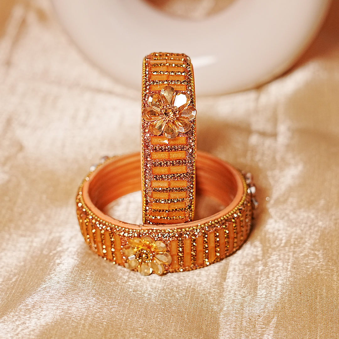 Glass Kada for Women & Girls – Elegant Flower Design (Pack of 2)