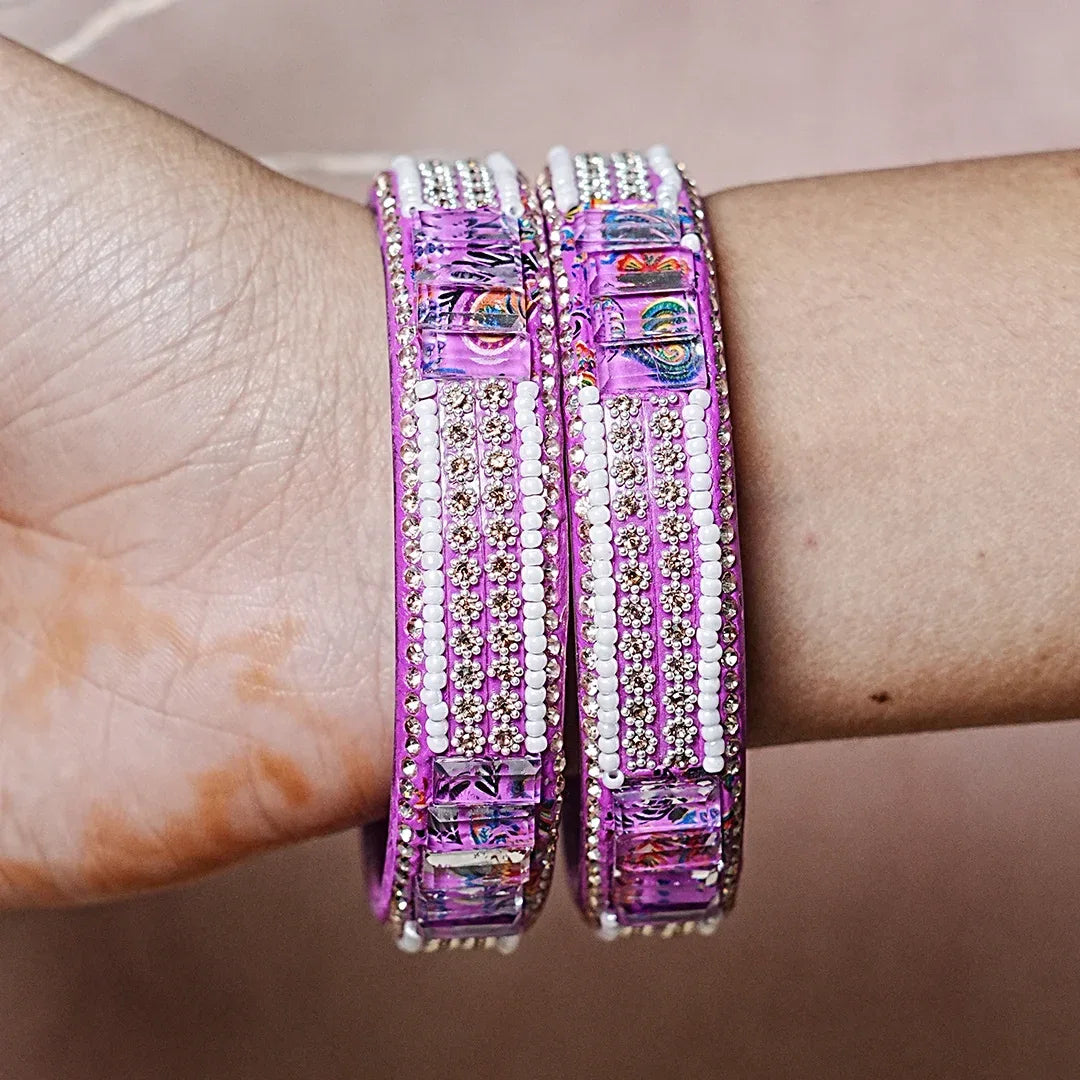 Women’s Glass Kada Bangles (Pack of 2) - The Golden Cascade