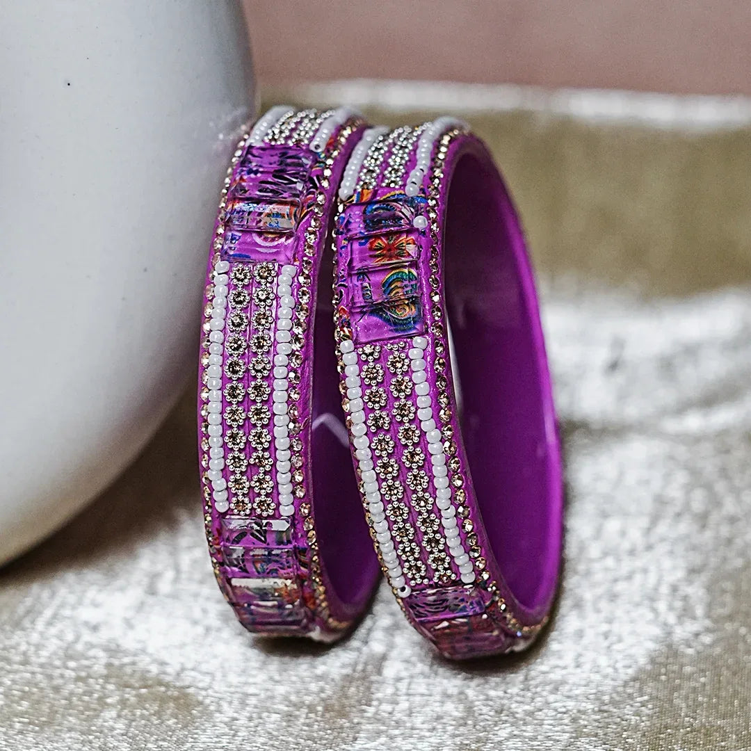 Women’s Glass Kada Bangles (Pack of 2) - The Golden Cascade
