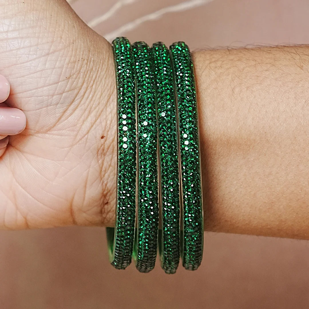 Handmade Designer Beads Work Glass Kada Bangles for Women & Girls (Pack of 4)