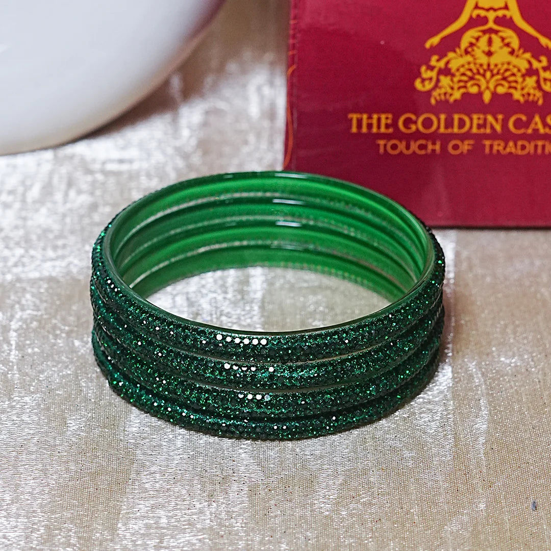 Handmade Designer Beads Work Glass Kada Bangles for Women & Girls (Pack of 4)