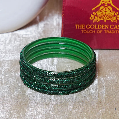 Handmade Designer Beads Work Glass Kada Bangles for Women & Girls (Pack of 4)