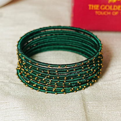 Metal Base with Premium Thread Work Bangles for Women & Girls (Pack of 12 Bangle)