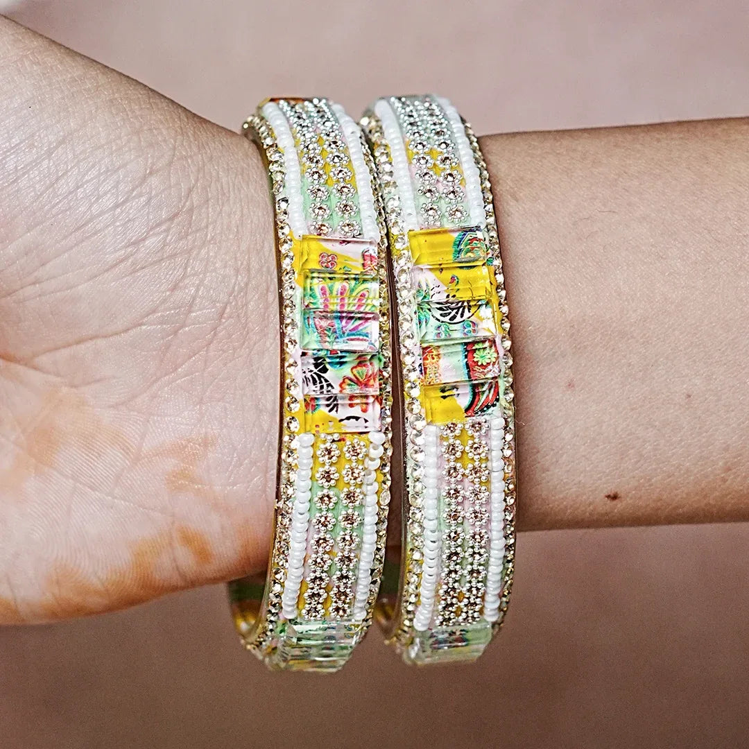 Women’s Glass Kada Bangles (Pack of 2) - The Golden Cascade