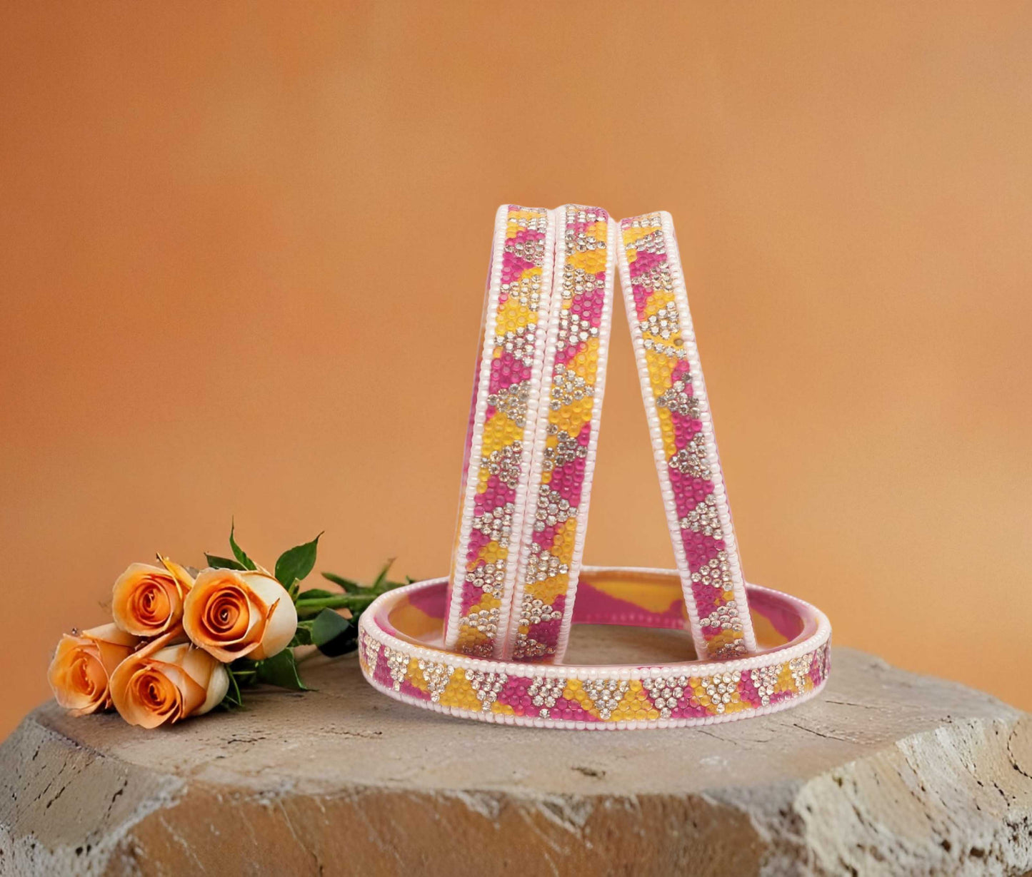 Handmade Multicolor Shade Glass Kada for Women & Girls (Pack of 4)