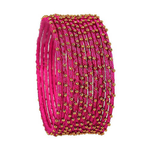 Rani Color Silk Thread Work Metal Bangles for Women