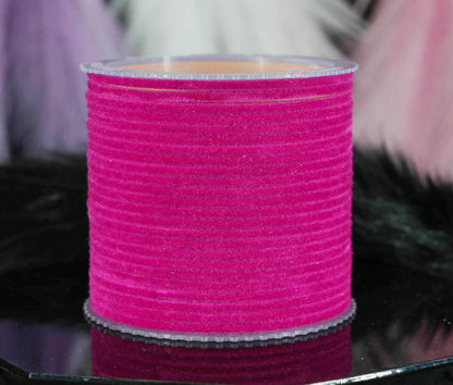 Magenta Color Velvet Metal Bangles for Women & Girls (Pack of 24)