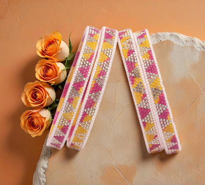 Handmade Multicolor Shade Glass Kada for Women & Girls (Pack of 4)