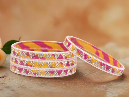 Handmade Multicolor Shade Glass Kada for Women & Girls (Pack of 4)