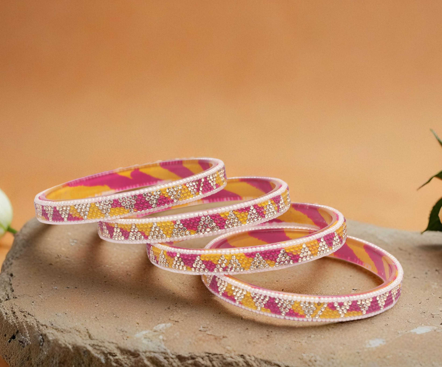 Handmade Multicolor Shade Glass Kada for Women & Girls (Pack of 4)