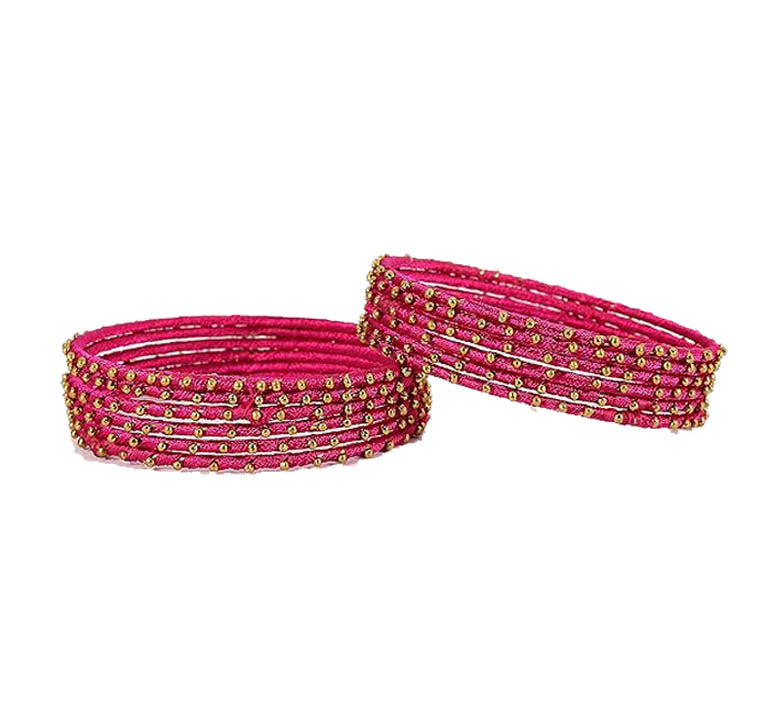 Rani Color Silk Thread Work Metal Bangles for Women