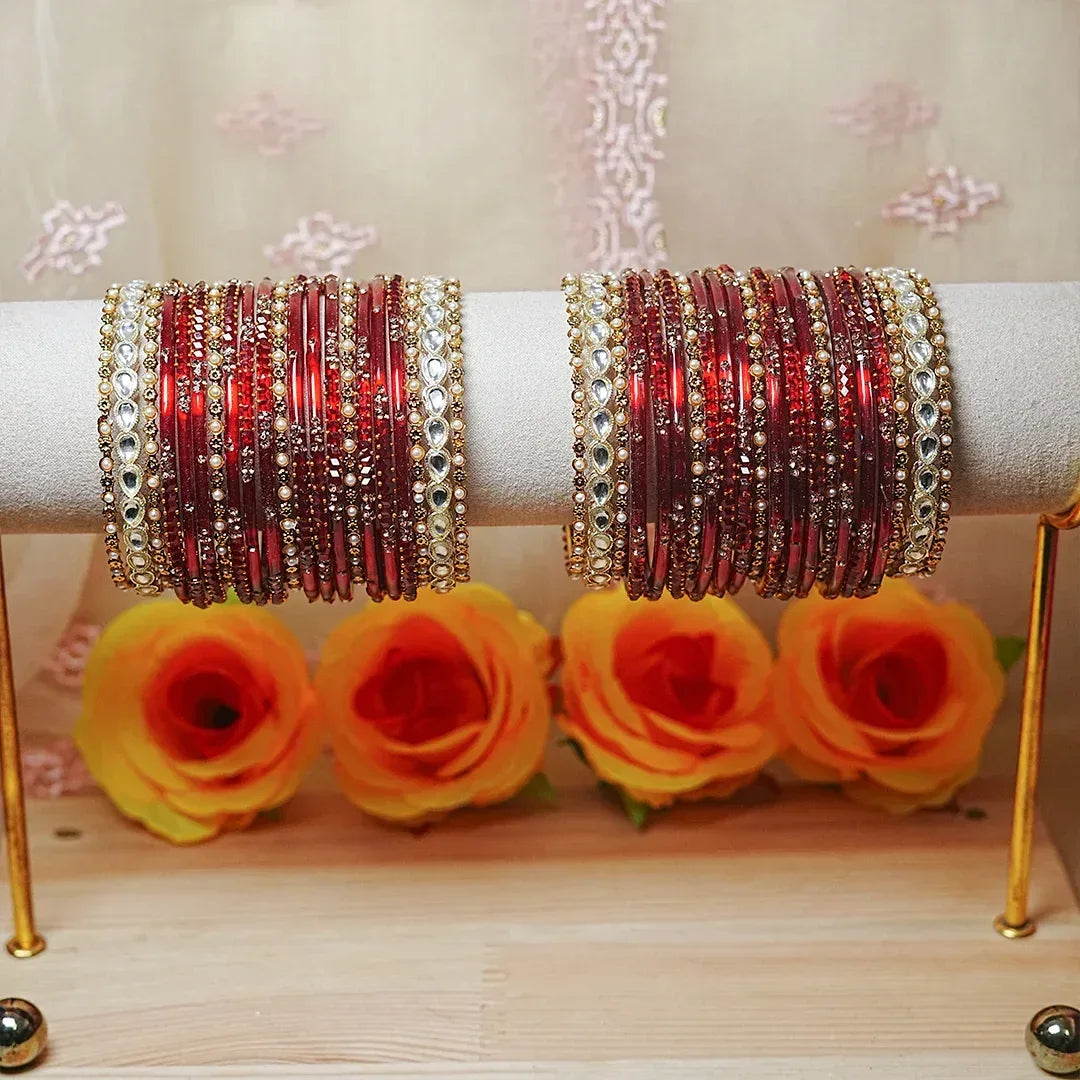 Indian Traditional Glass Bangles Set for Women (Both Hand)