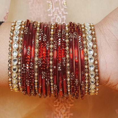Indian Traditional Glass Bangles Set for Women (Both Hand)