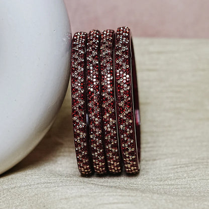 Handmade Beaded Work Glass Kada Bangles for Women & Girls (Pack of 4 Kada)