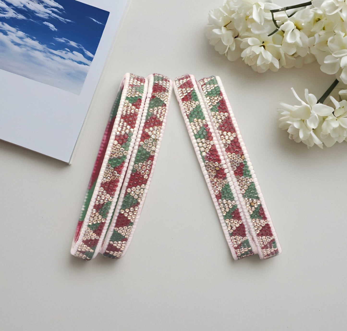 Handmade Multicolor Shade Glass Kada for Women & Girls (Pack of 4)