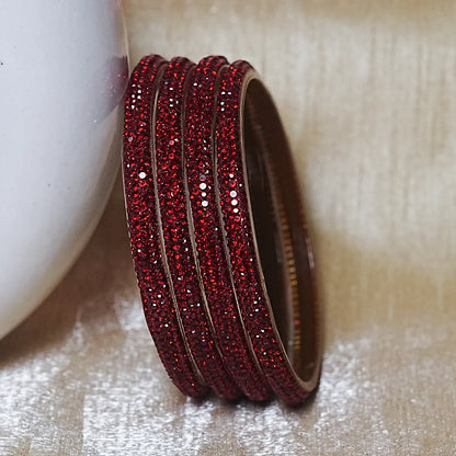 Handmade Designer Beads Work Glass Kada Bangles for Women & Girls (Pack of 4)