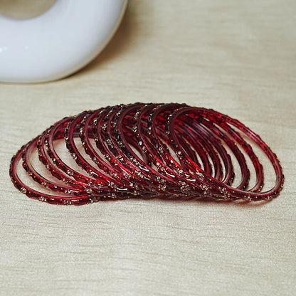 Designer Beads Work Glass Bangles for Women (Pack of 12 Bangle)