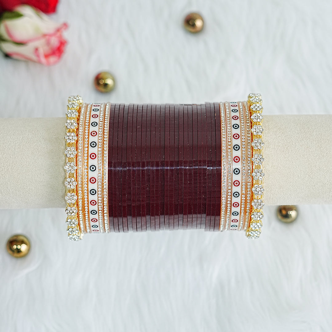Maroon Color Wedding Shining Look Bridal Chura Set for Women (Both Hands)