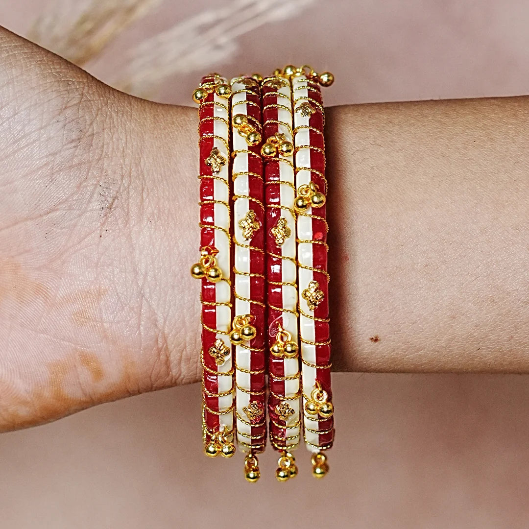 Lightweight Ghungroo Style Acrylic Kada for Women (Pack of 4)