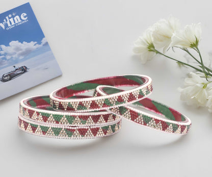 Handmade Multicolor Shade Glass Kada for Women & Girls (Pack of 4)