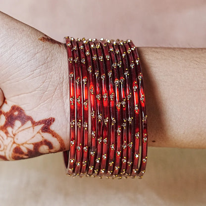 Traditional Lightweight Glass Bangles for Women (Pack of 12)