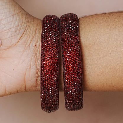 Luxury Glitter Glass Kada Bangles for Women & Girls (Pack of 2)