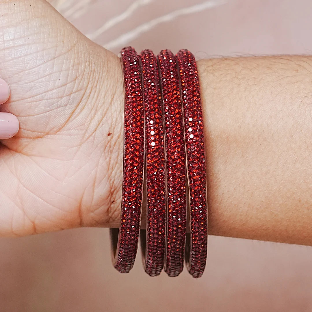 Handmade Designer Beads Work Glass Kada Bangles for Women & Girls (Pack of 4)