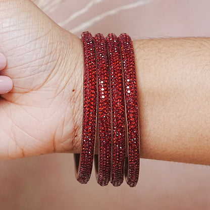 Handmade Designer Beads Work Glass Kada Bangles for Women & Girls (Pack of 4)