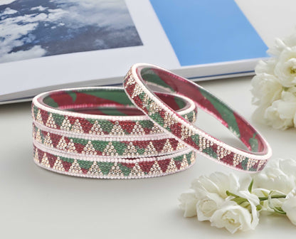 Handmade Multicolor Shade Glass Kada for Women & Girls (Pack of 4)