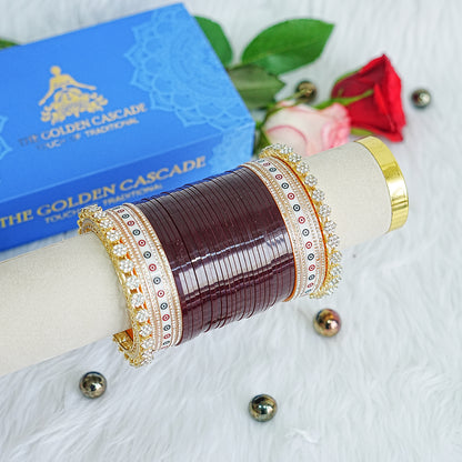 Maroon Color Wedding Shining Look Bridal Chura Set for Women (Both Hands)