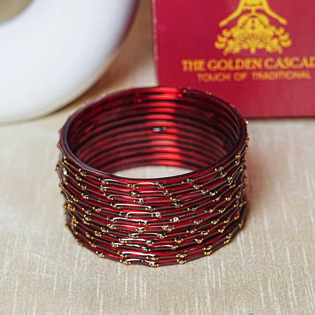 Traditional Lightweight Glass Bangles for Women (Pack of 12)