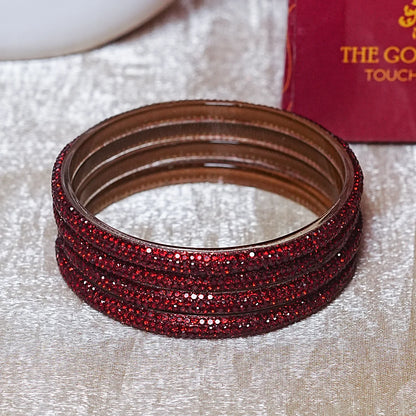 Handmade Designer Beads Work Glass Kada Bangles for Women & Girls (Pack of 4)