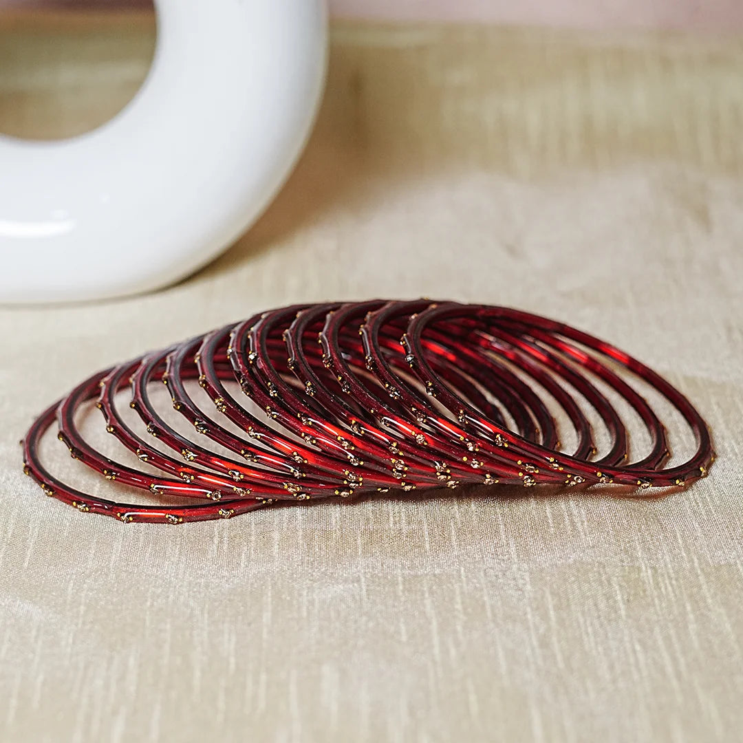 Traditional Lightweight Glass Bangles for Women (Pack of 12)