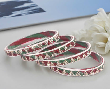 Handmade Multicolor Shade Glass Kada for Women & Girls (Pack of 4)