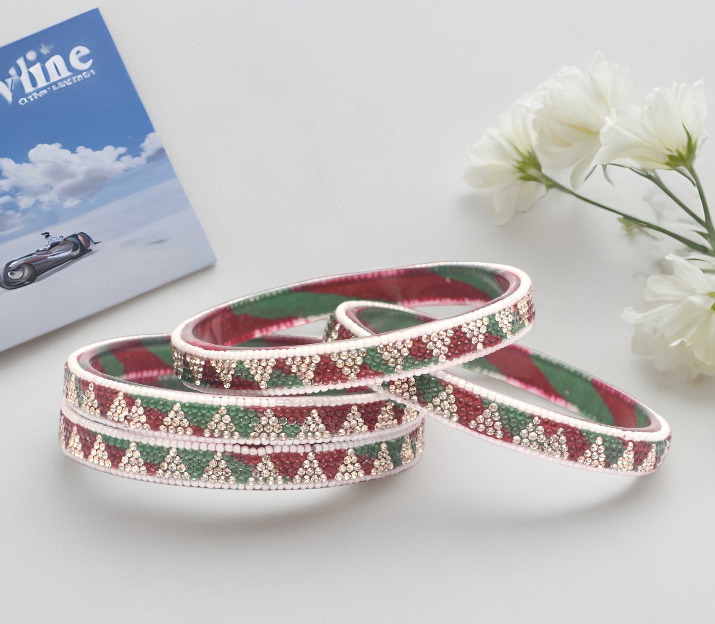 Handmade Multicolor Shade Glass Kada for Women & Girls (Pack of 4)