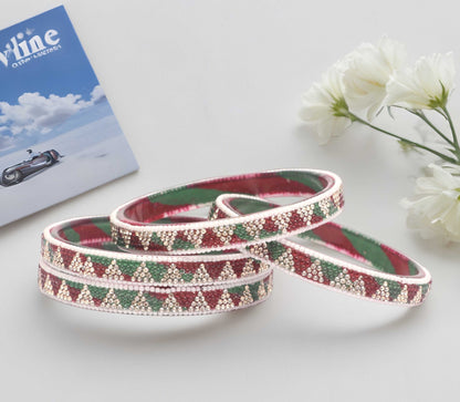 Handmade Multicolor Shade Glass Kada for Women & Girls (Pack of 4)